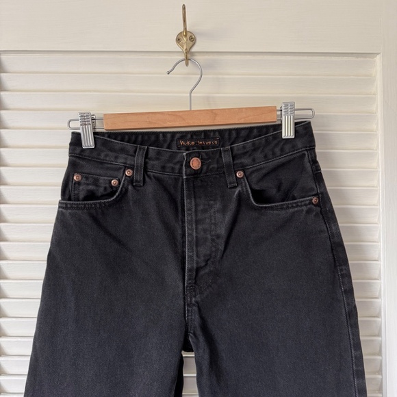 Women's Nudie Jeans Breezy Brit Aged Black Denim Jeans sz 27 Worn Once - Picture 5 of 15